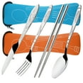 thumbnail image 1 of Senhai Flatware Sets 8-Piece Travel Stainless Steel Cutlery Set with Orange and Light Blue Handles, 1 of 10