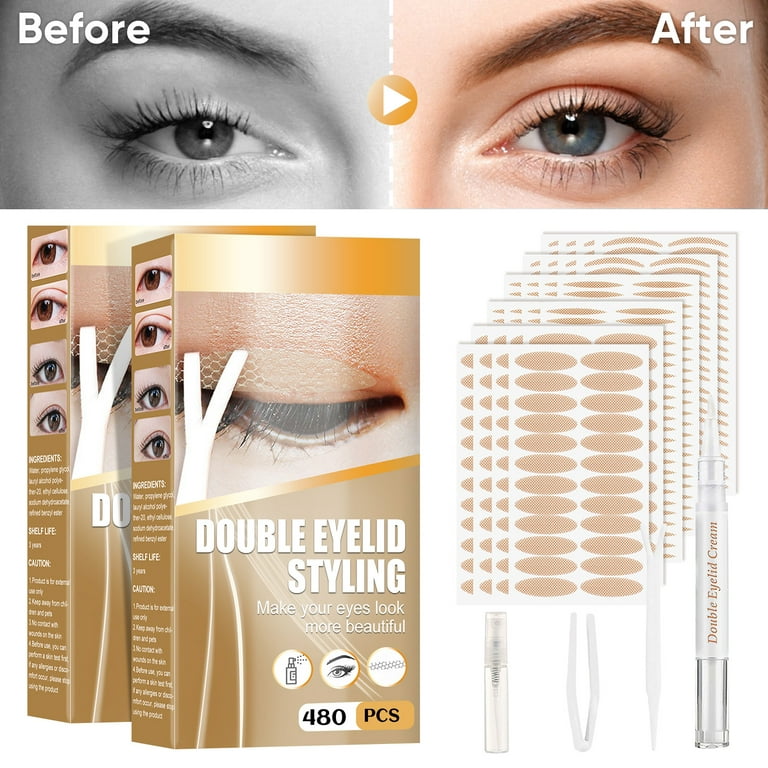 2 Packs Invisible Double Side Eyelid Tapes Stickers, Medical-use Adhesive  Eyelid Strips, Instant Eye Lift Without Surgery, Perfect for Hooded,  Droopy