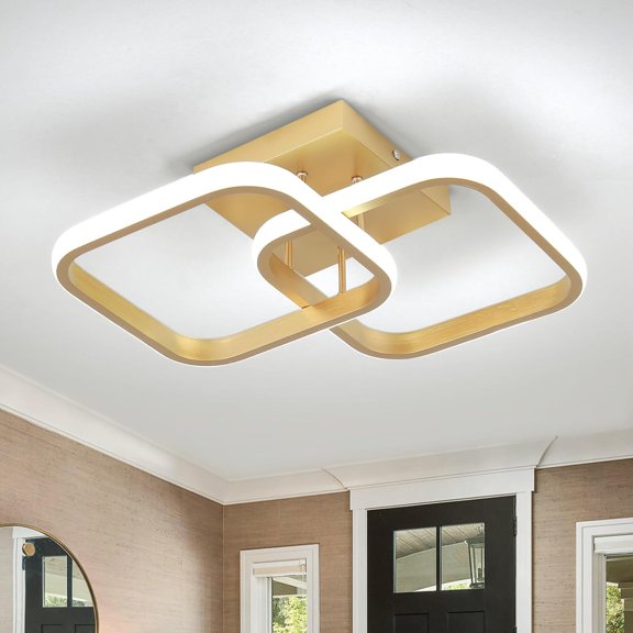 Senhu Gold LED Ceiling Light Modern Square LED Ceiling Lamp 6000K White Light Ceiling Lighting Fixture for Kitchen Bedrooms Hallway Office