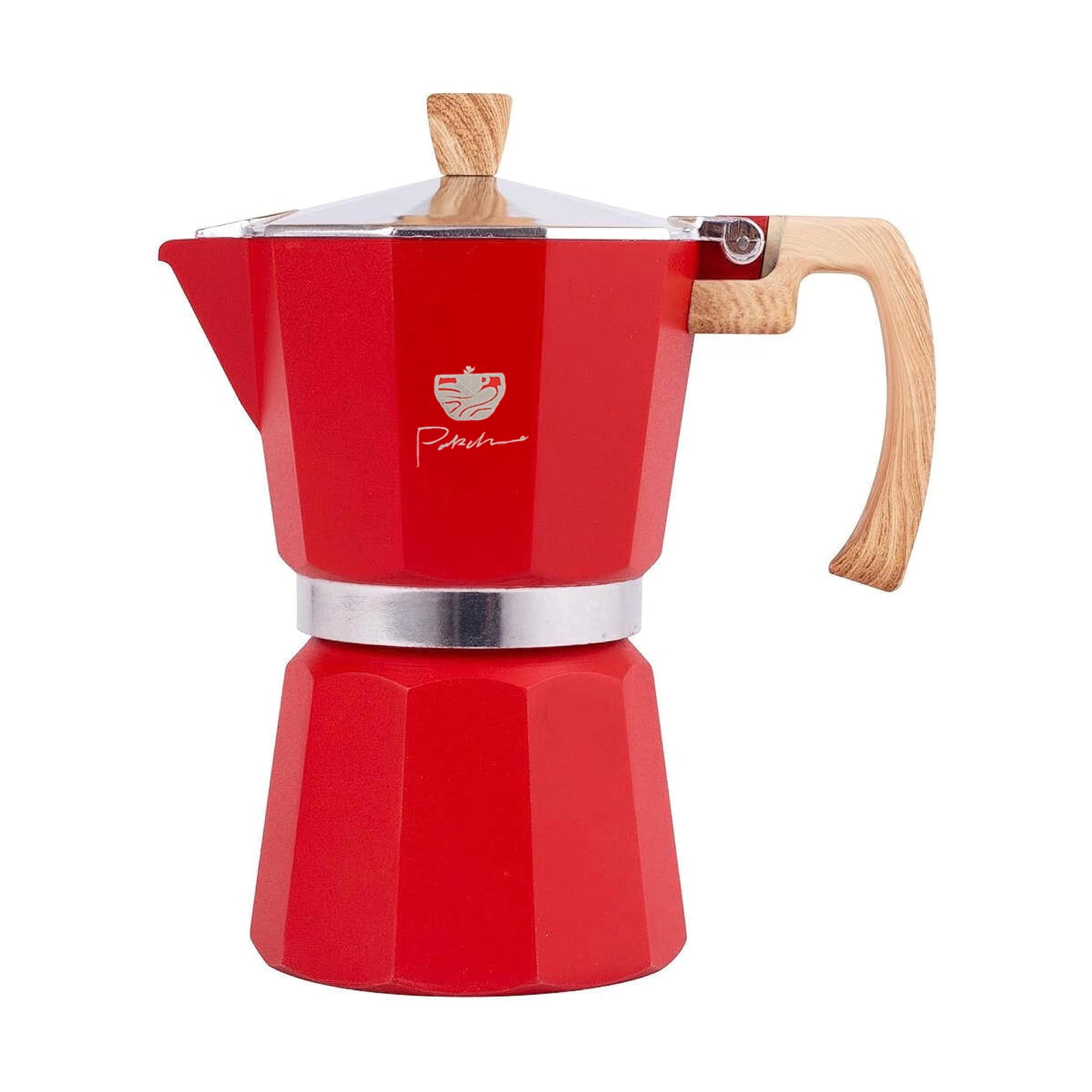 Senhu Moka Pot 6 Espresso Cup - 300ml/10 oz Stovetop Espresso Maker Cuban Coffee Maker Italian Espresso Greca Coffee Maker, Red