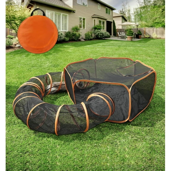 Senhu Outdoor Cat Enclosures, Portable Cat Tent for Outside Cat Playpen Enclosed with Tunnel, Catio Cat Enclosure for Indoor Cats and Other Small Animals