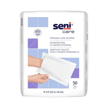 Seni Care Wash Glove or Washcloth 6 x 9" S-NG50-C41, 1 Pack 50 Wipes