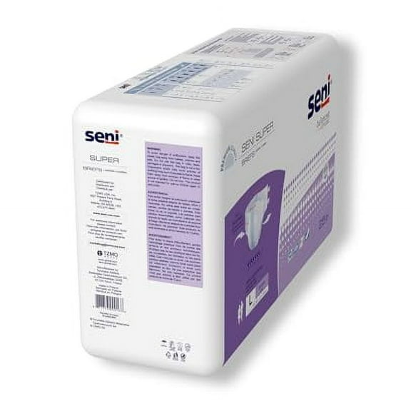 Seni Super Adult Incontinence Brief L Heavy Absorbency Breathable, S-LA25-BS1, Heavy, 25 Ct