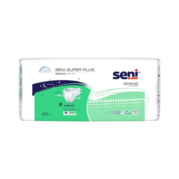 Seni Super Plus Adult Incontinence Brief M Heavy Absorbency Breathable / Overnight, S-ME25-BP1, Severe, 50 Ct