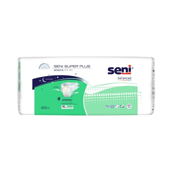 Seni Super Plus Adult Incontinence Brief XL Heavy Absorbency Breathable / Overnight, S-XL25-BP1, Severe, 75 Ct
