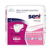 Seni Super Quatro Adult Incontinence Brief M Heavy Absorbency Breathable / Overnight, S-ME10-BQ1, Severe, 10 Ct