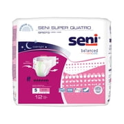 Seni Super Quatro Adult Incontinence Brief S Heavy Absorbency Breathable / Overnight, S-SM12-BQ1, Severe, 48 Ct