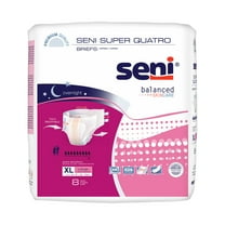 Seni Super Quatro Adult Incontinence Brief XL Heavy Absorbency Breathable / Overnight, S-XL08-BQ1, Severe, 8 Ct