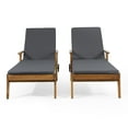 thumbnail image 1 of Senia Acacia Wood Outdoor Chaise Lounge with Water Resistant Cushion, Set of 2, Teak and Dark Gray, 1 of 8