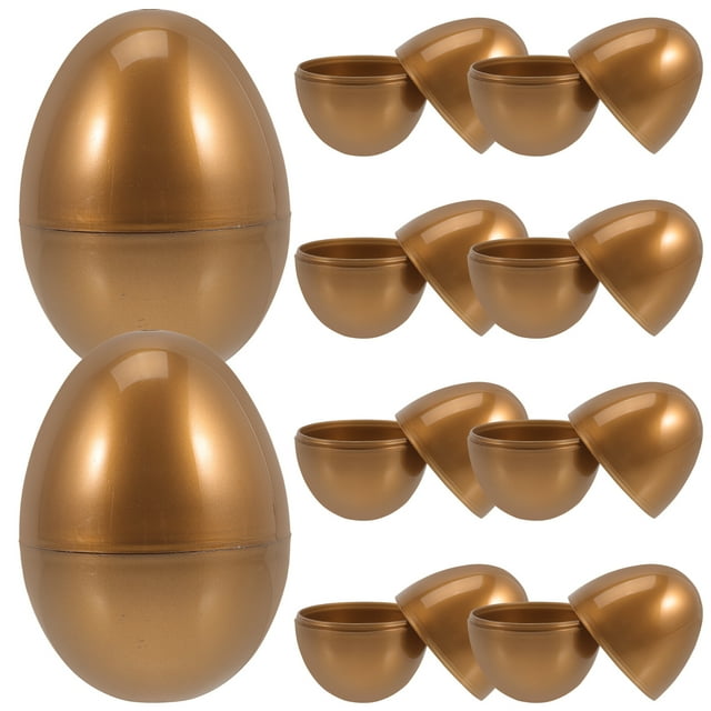 Senikei 10 Plastic Easter Eggs Candy Fillable Golden Holiday Decor