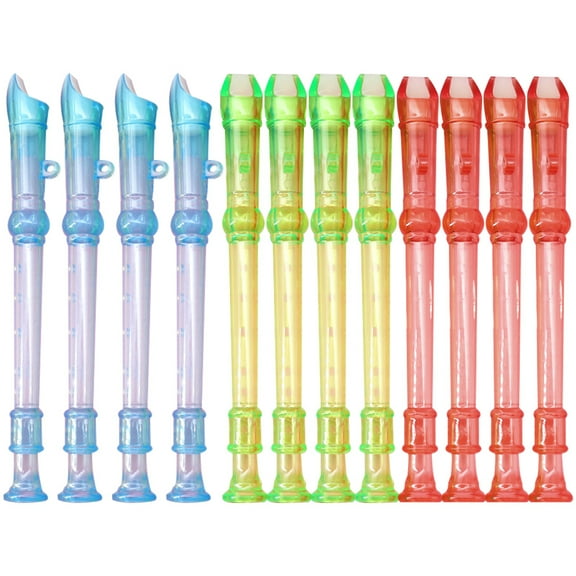 Senikei 12pcs Mini Translucent Soprano Recorder Plastic Flutes for Kids