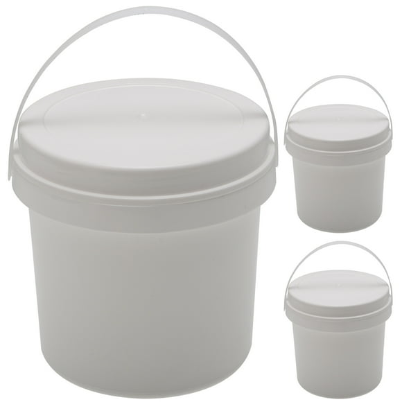 Senikei White Plastic Bucket Toy Organizers 3pcs 1L 1 Gallon with Lid
