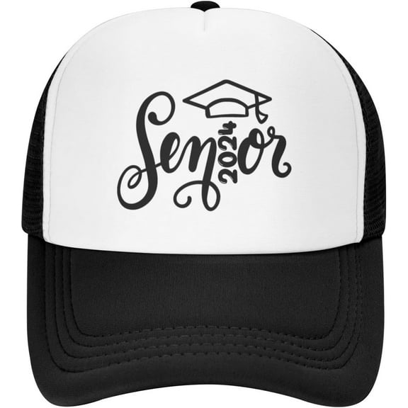 Senior 2024 Mesh Hat for Men Women Gift for Senior 2024 Baseball Cap Class of 2024 Graduation Hat Black