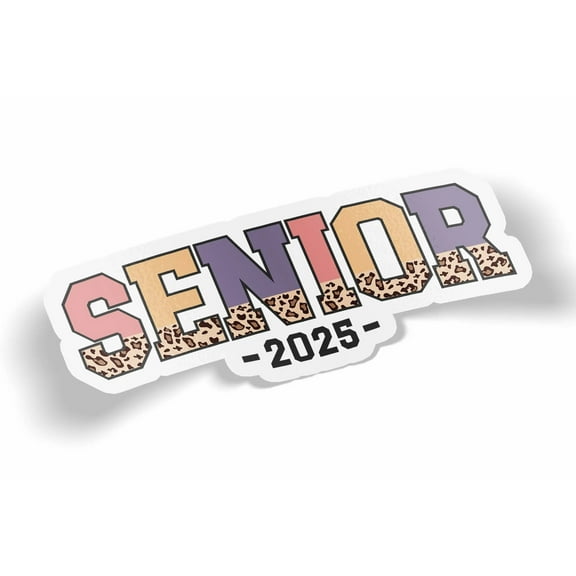 Senior 2025 Animal Print Waterproof Sticker