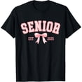 thumbnail image 1 of Senior 2025 Coquette Class of 2025 Pink Bows Retro T-ShirtMen and women, Black T-shirt, size: Extra large, 1 of 4
