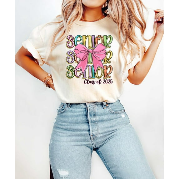 Senior 2025 Coquette Shirt, Pink Bow Senior 2025 Shirt, Senior Coquette Tee, Pink Bow Shirt, Graduation 2025 Tee, Graduation Party Tee