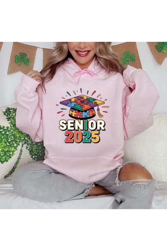 Senior 2025 Graduation Class School Student Future Event Last Year Fun Hoodie, for men & women, up to size 5XL