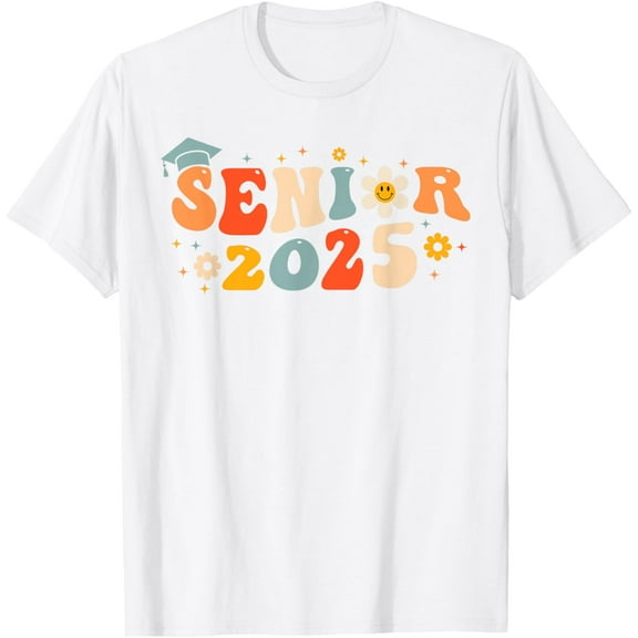 Senior 2025 Groovy Retro Senior Class Of 2025 Graduation T-Shirt