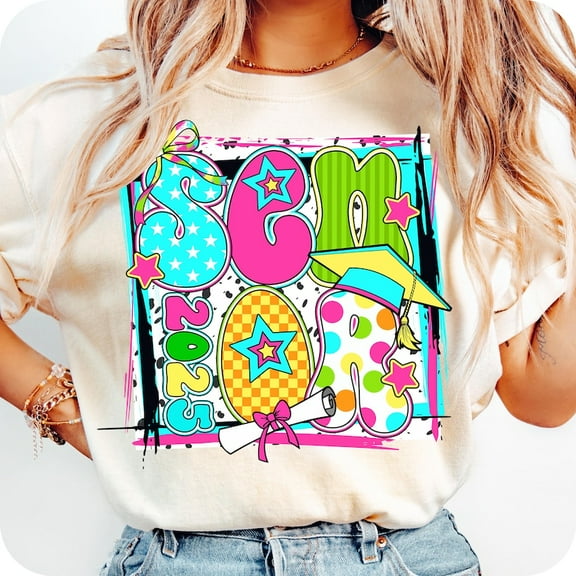 Senior 2025 T-Shirt, Preppy Class of 2025 Tee, Coquette Graduation Shirt, High School Senior Shirt, Cute Brushstroke Senior Tee