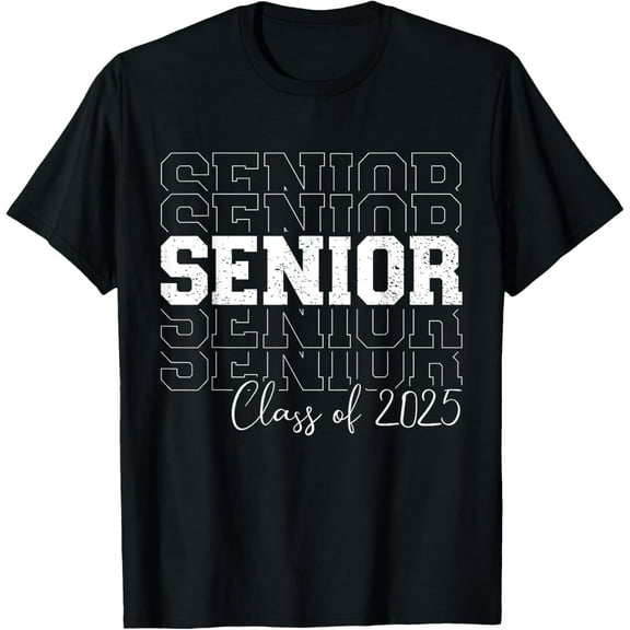 Senior 2025 graduate college university graduation class of T-ShirtMen and women, Black T-shirt, size: Extra large