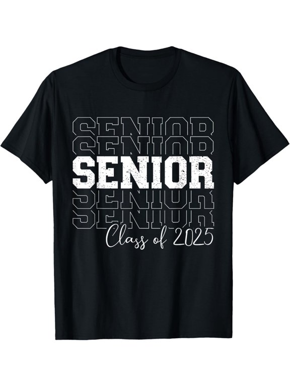 Senior 2025 graduate college university graduation class of T-ShirtMen and women, Black T-shirt, size: Extra large