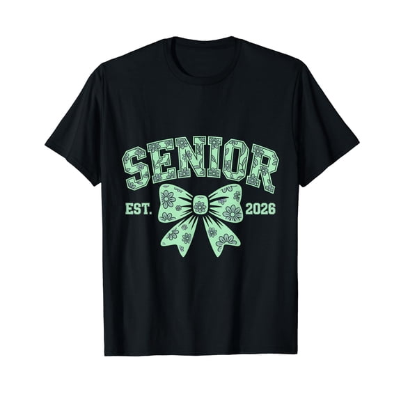 Senior 2026 Class of 2026 Coquette Blue Bow Graduation T-Shirt