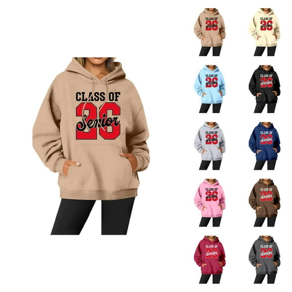Senior 2026 Hoodies for Women 2025 Class Of 2026 Hoodie with Pockets Hooded Sweatshirt Pullover Tops