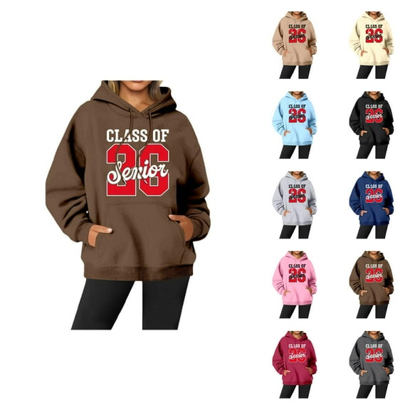 Senior 2026 Hoodies for Women 2025 Class Of 2026 Hoodie with Pockets Hooded Sweatshirt Pullover Tops