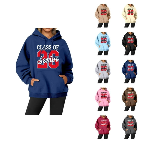 Senior 2026 Hoodies for Women 2025 Class Of 2026 Hoodie with Pockets Hooded Sweatshirt Pullover Tops