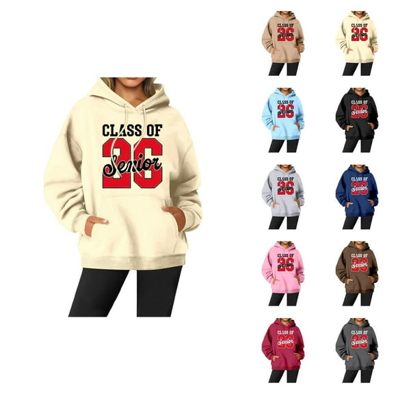 Senior 2026 Hoodies for Women 2025 Class Of 2026 Hoodie with Pockets Hooded Sweatshirt Pullover Tops
