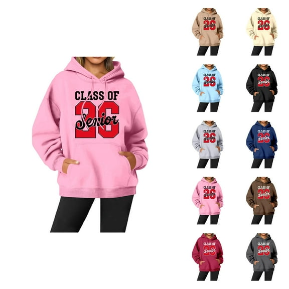 Senior 2026 Hoodies for Women Class Of 2026 Hoodie Graducation Hoodie with Pockets Hooded Sweatshirt Women Pullover