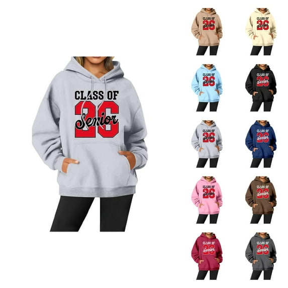 Senior 2026 Hoodies for Women Class Of 2026 Hoodie Graducation Hoodie with Pockets Hooded Sweatshirt Women Pullover