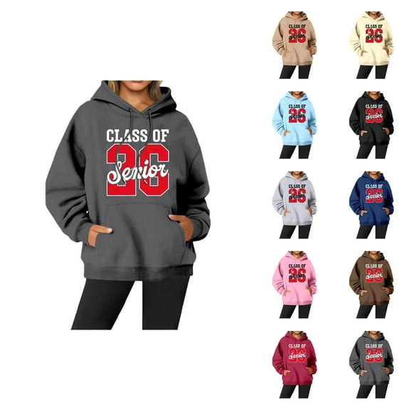 Senior 2026 Hoodies for Women Class Of 2026 Hoodie Graducation Hoodie with Pockets Hooded Sweatshirt Women Pullover