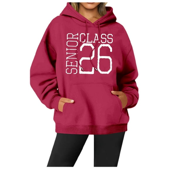 Senior 2026 Hoodies for Women Long Sleeve Graphic Graduation Hooded Sweatshirt with Pockets Pullover Tops