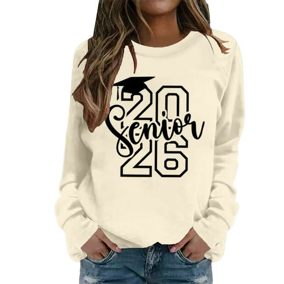 Senior 2026 Sweatshirts for Women Long Sleeve Crewneck Drop Shoulder Tops Trendy Loose Fit Casual Pullover Shirts