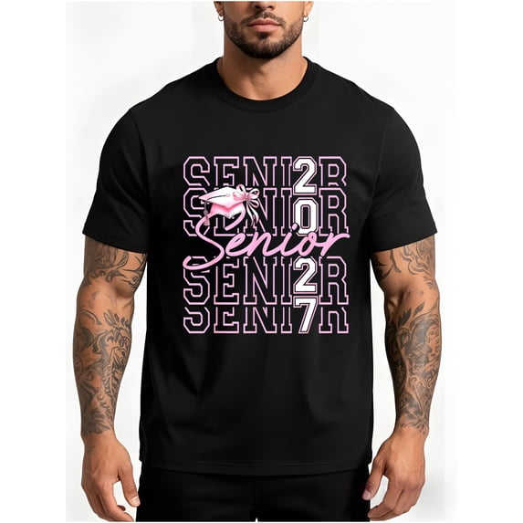 Senior 2027 Shirt Senior Class of 2027 Shirts for Women Funny Coquette Pink Bow Graduation T-Shirt