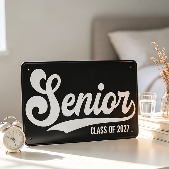 Senior 2027 Tin Sign, Class Of 2027 Last First Day Graduation Photo Prop Metal Wall Decor With Vintage Design, For Bedroom Dorm Room Senior Celebration Party Decoration