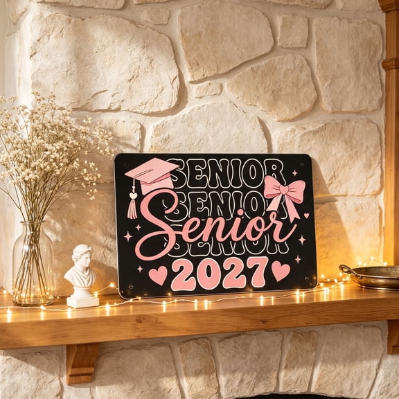 Senior 2027 Tin Sign, My Last First Day Class of 2027 Metal Sign, Graduation Photo Prop for Senior Year, Class of 2027 Wall Decor for Teen Girl Bedroom