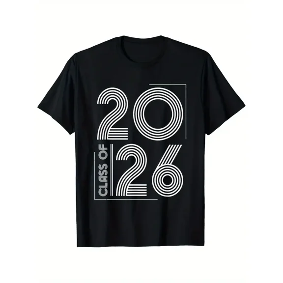 Senior 26 Graduation Class of 2026 Cute Senior 2026 T-Shirt Graduate T-shirt 100% Pure Cotton Gift For Men Women Dad Mom and Friends Large Sizes Are 1XL-5XL Black 180g Fabric