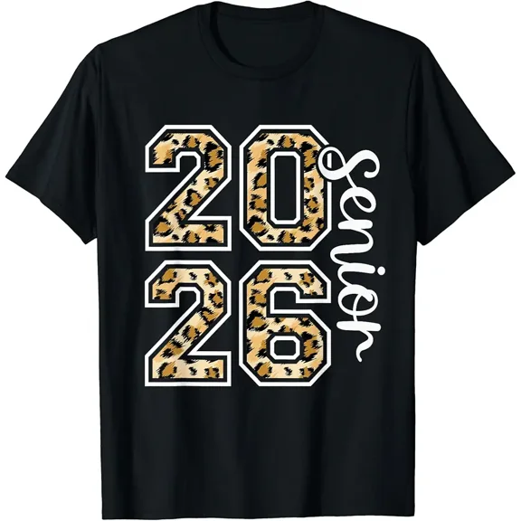 Senior 26 Leopard Print Class Of 2026 Graduation Girls Women Style Unisex T-Shirt up to size 5XL
