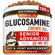 Senior Advanced Glucosamine Chondroitin Joint Supplement for Dogs - Hip & Joint Pain Relief Pills - Large & Small Breed - Hip Joint Chews Canine Joint Health - Chews Older Dogs - Bacon Flavor - 180Ct