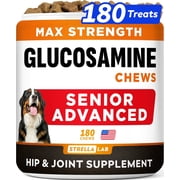 Senior Advanced Glucosamine Chondroitin Joint Supplement for Dogs - Hip & Joint Pain Relief Pills - Large & Small Breed - Hip Joint Chews Canine Joint Health - Chews Older Dogs - Bacon Flavor - 180Ct