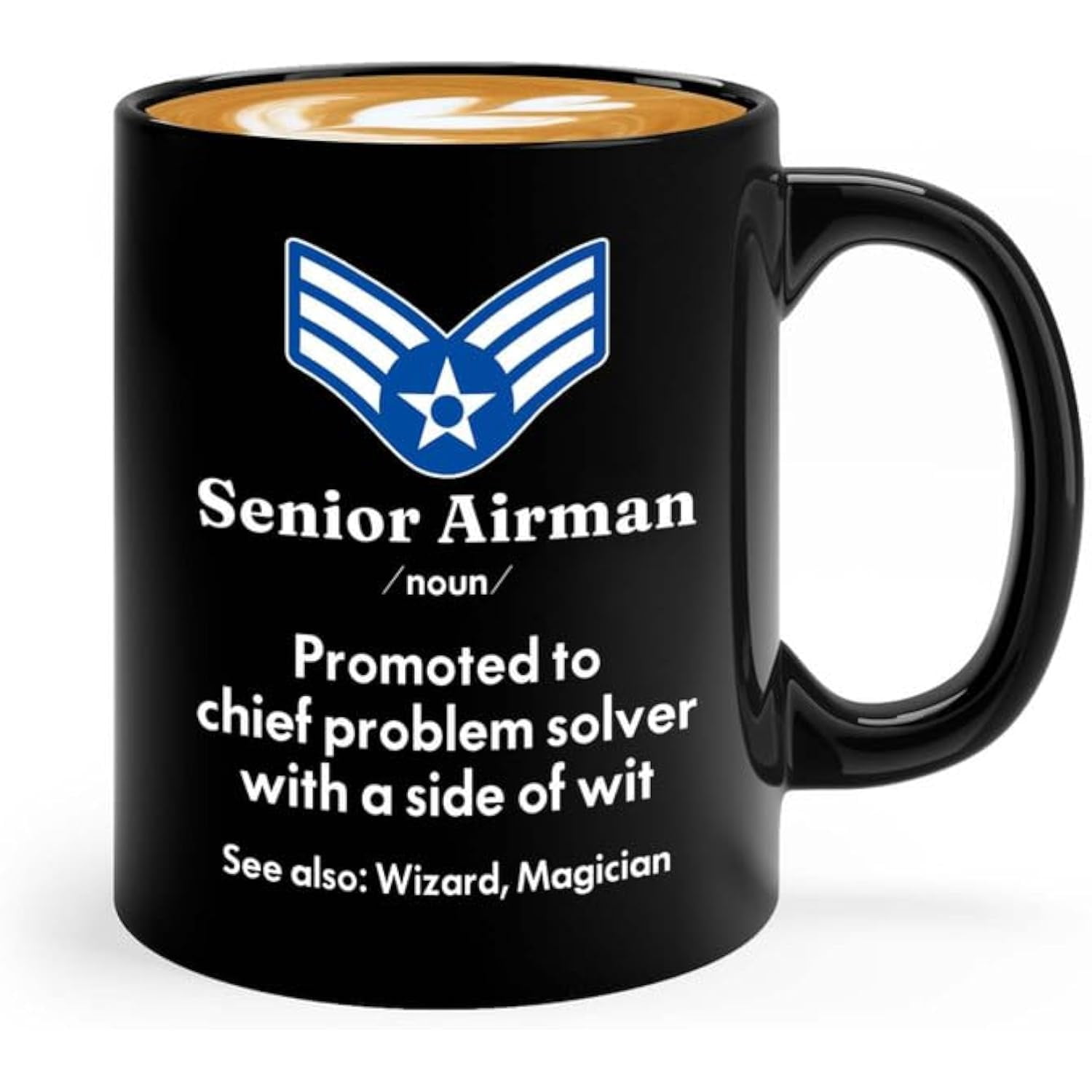 Senior Airman Coffee Mug 11oz Black - Chief Problem Solver - Air Force ...