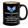 thumbnail image 1 of Senior Airman Coffee Mug 11oz Black - Chief Problem Solver - Air Force Senior Airman US Pilot Chief Command Military Sergeant Gift For Him Man Dad Uncle, 1 of 5