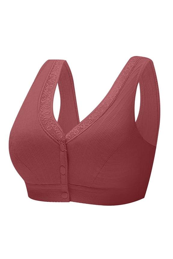 Senior Bras for Women Front Closure with Uplift, Comfortable Convenient Front Close Button Bras No Wire Buckle Bra