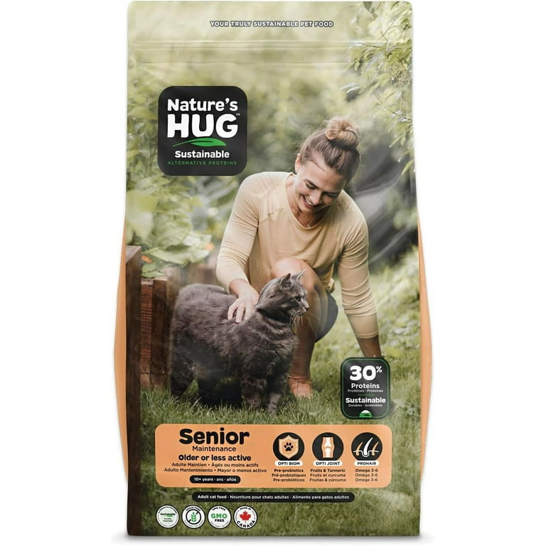 Senior Cat Food for Sensitive Stomachs 10 lb. Dry Non GMO and Grain Free Hypoallergenic Sustainable Clean Protein with Probiotics and Prebiotics Chicken Flavor Ages 10 Walmart