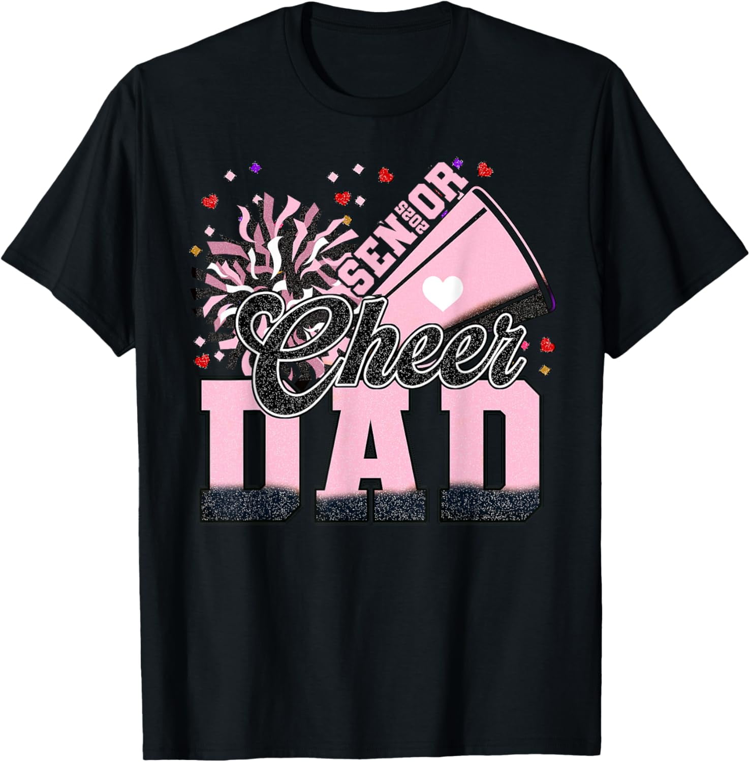 Senior Cheer Dad 2025 Pink Cheer Dad Cheerleader TShirt