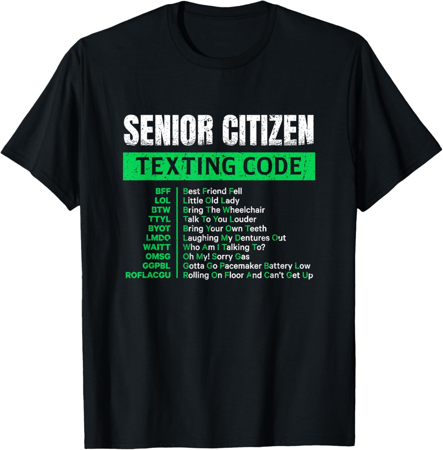 Senior Citizen Texting Code Elderly Old Age for Retired TShirt