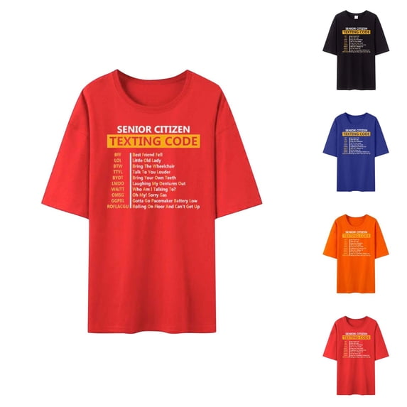 Senior Citizen Texting Code Graphic Tees for Men 2026 Summer Casual Short Sleeve Crewneck Funny People Saying T Shirts