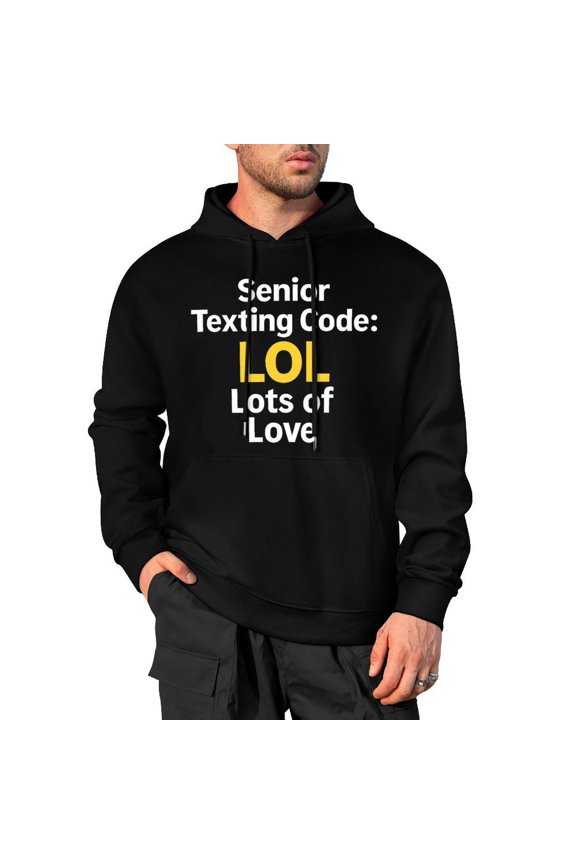 Senior Citizen Texting Code Men's Pullover Hoodie Standard Fit Casual Cotton Hooded Small